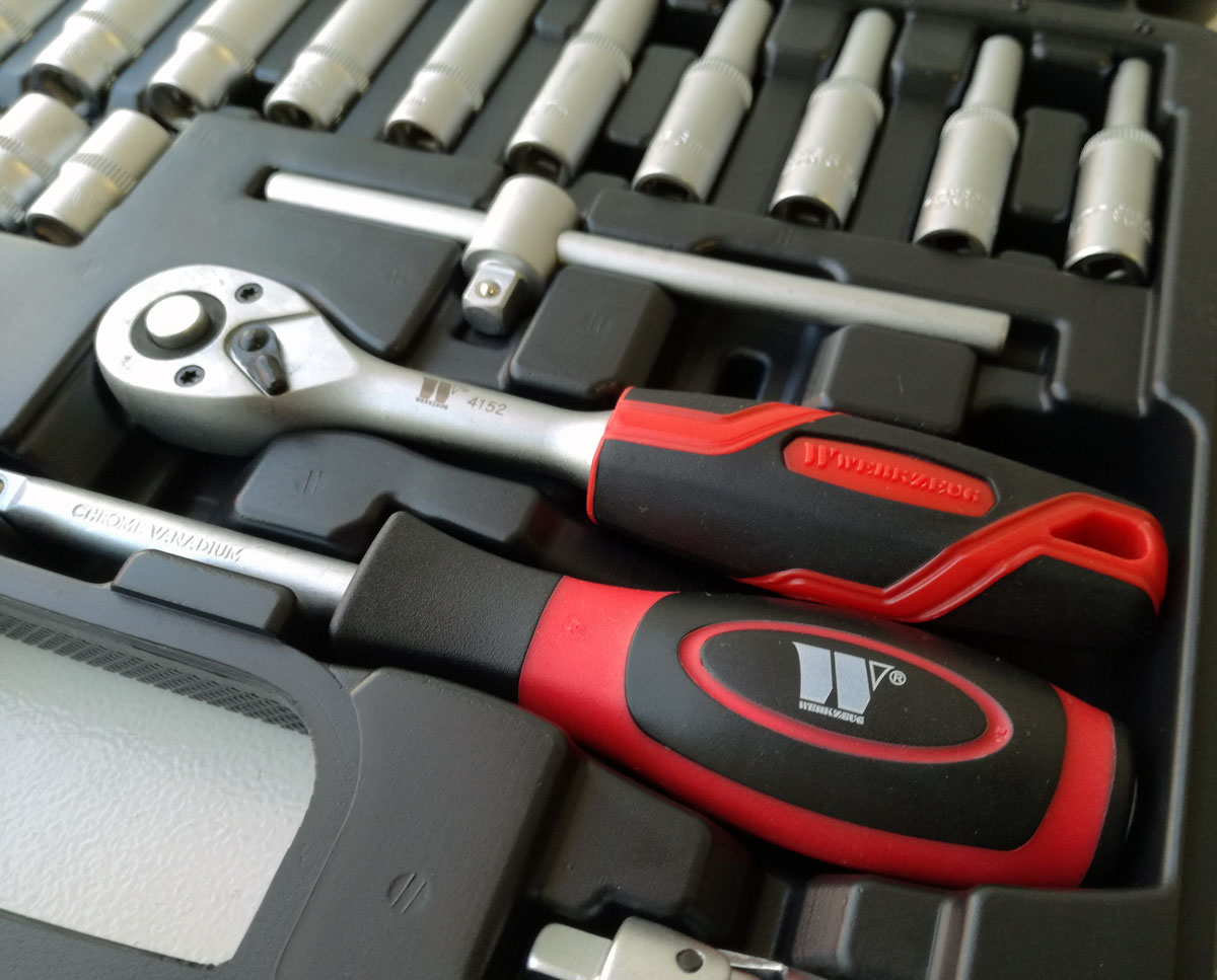 Gola sada 1/4", standardní a prodloužené hlavice super-lock, bity, 57 dílů, Welzh