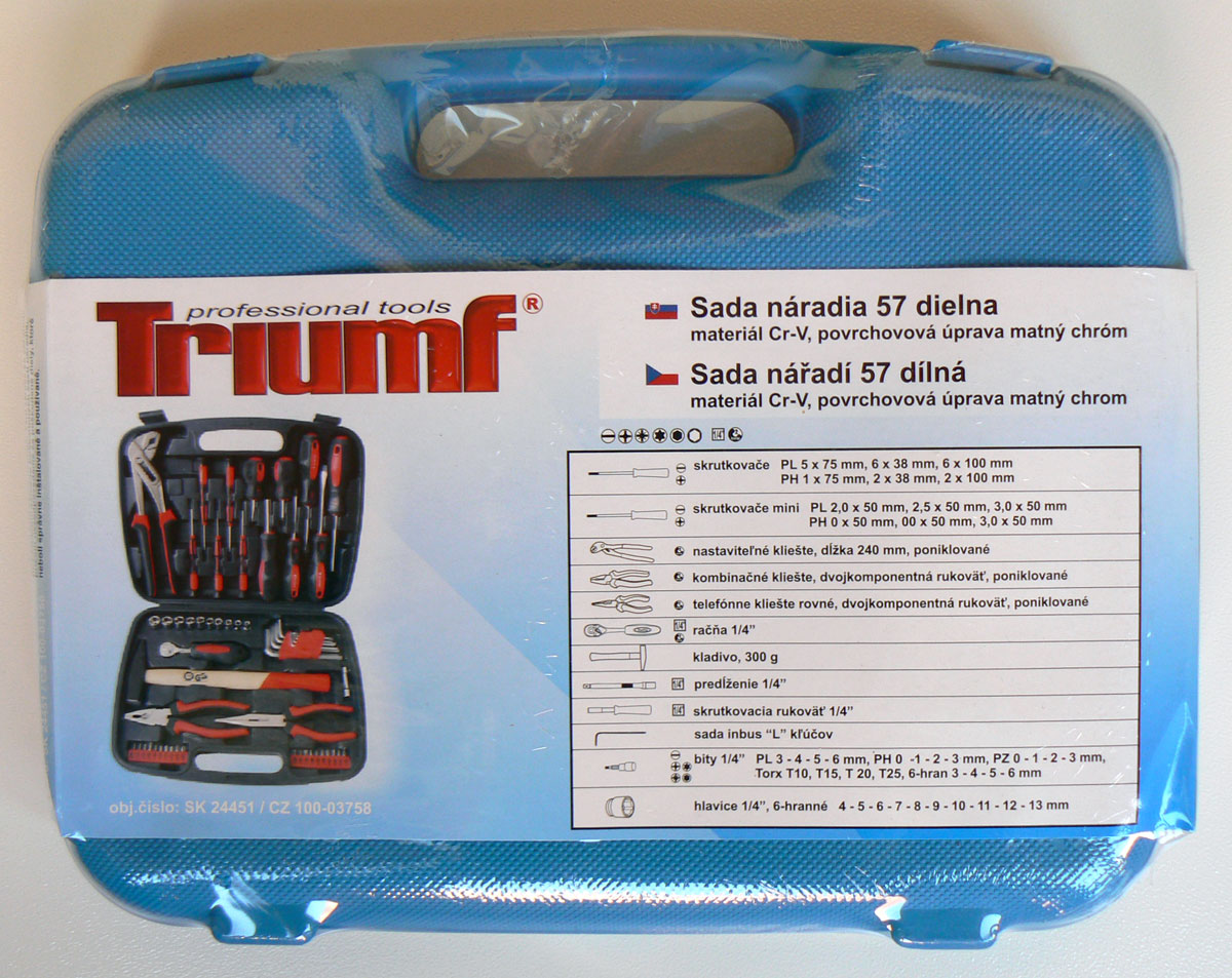 Sada nářadí v kufru, 1/4", Super-Lock 4- 13 mm, 57 dílů, Triumf