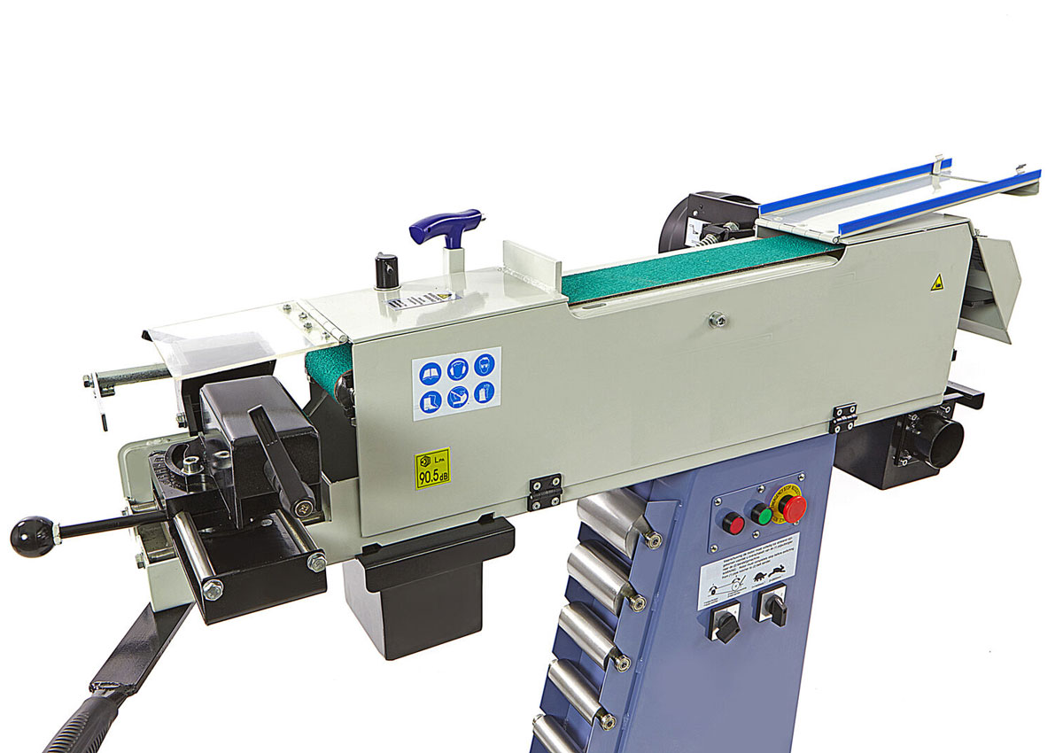 Výkonná pásová bruska 2 v 1 pro běžné broušení, trubky 20 - 76 mm, 7 rolen, 175 kg