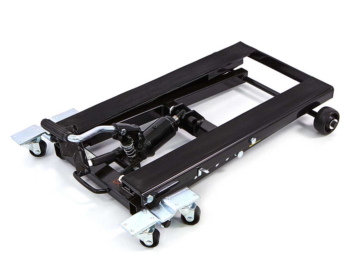 Univerzální hydraulický motocyklový zvedák pro Harley Davidson, custom a cruiser, zvednutí až 500 kg, hmotnost 25 kg