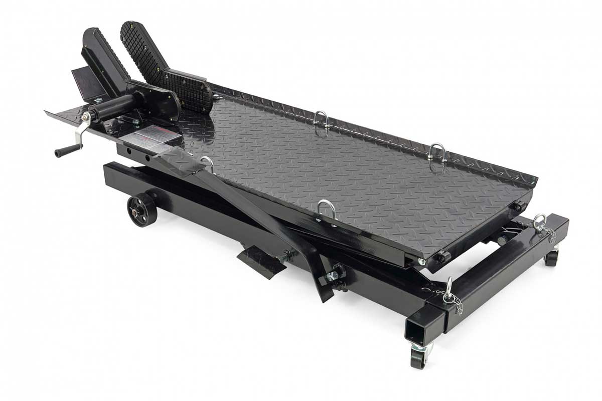 Hydraulický motocyklový zvedák 100, zvednutí až 360 kg, hmotnost 100 kg, černý