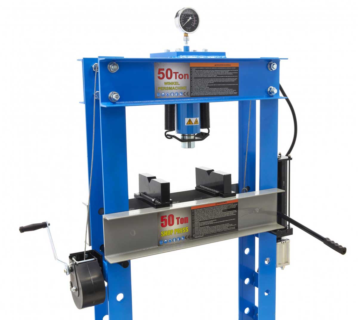 HBM 50t rámový dílenský hydraulický a pneumatický lis, 255 kg