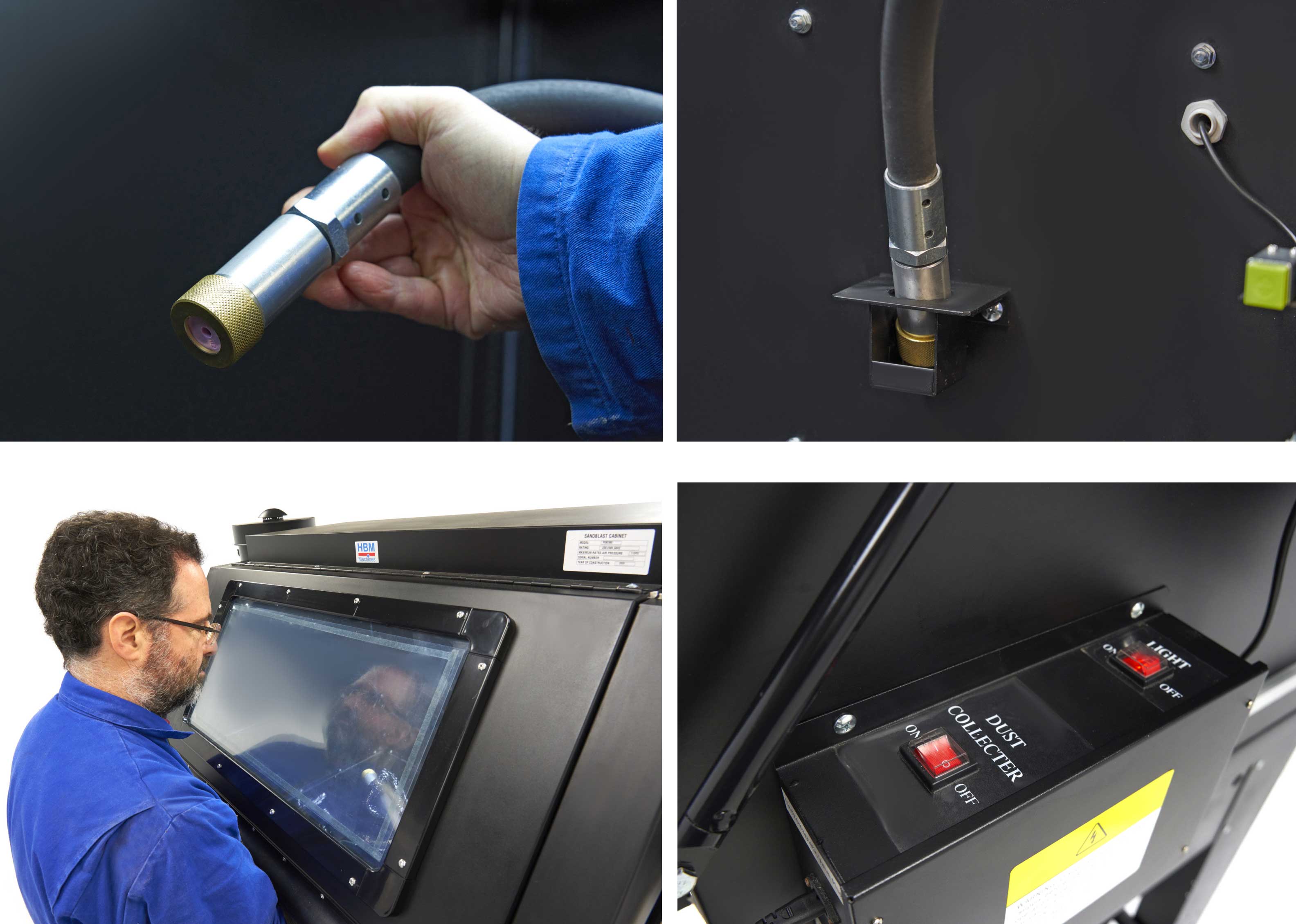 Profesionální pískovací box SBC 990 s dvojitým odsáváním - kabina pro tryskání (pískovačka)