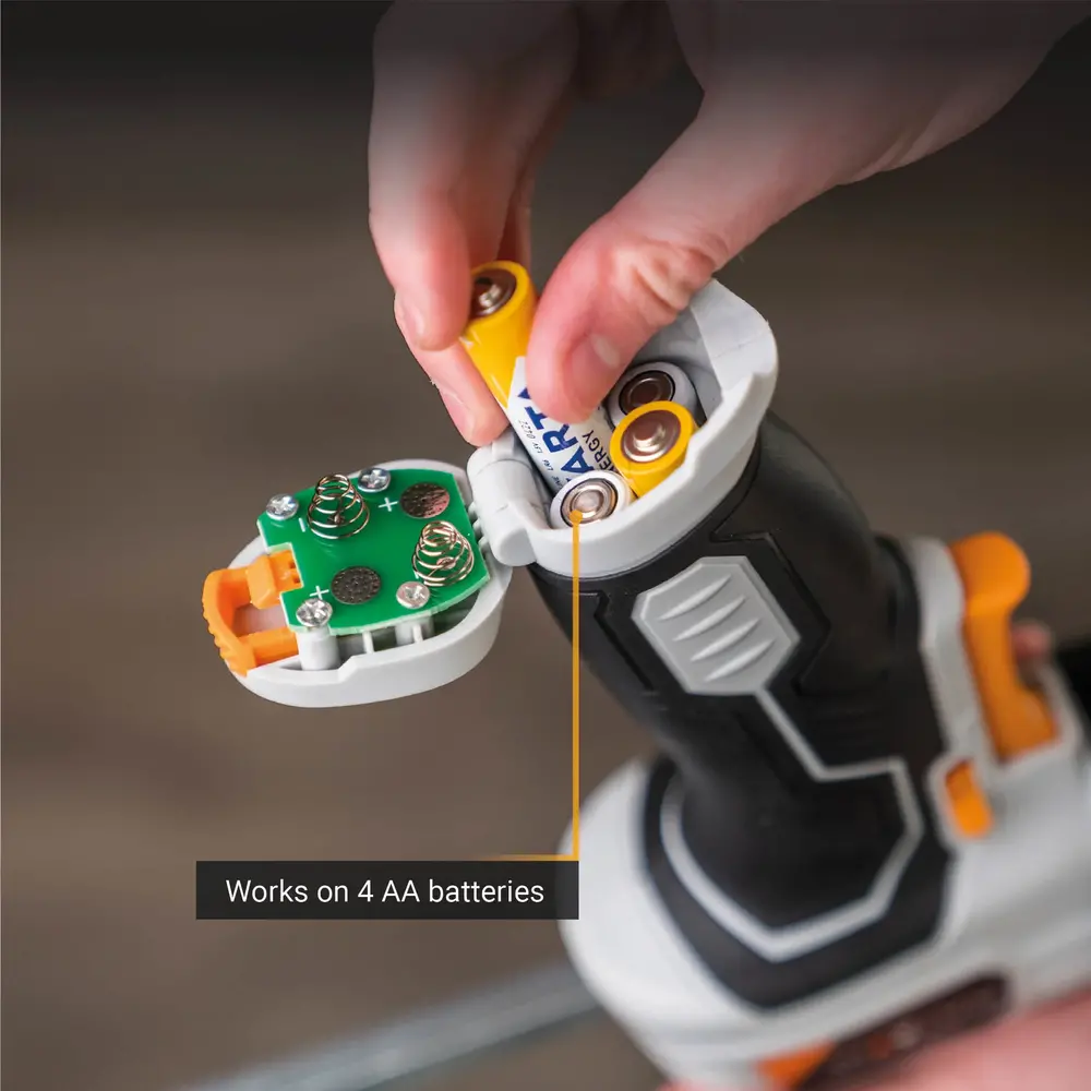 AKU vytlačovací pistole, spárová, tmelící pistole MAXXPUSH, provoz na 4ks AA baterií, tlak 150kg, pro objem kartuše 290-310ml, BATAVIA