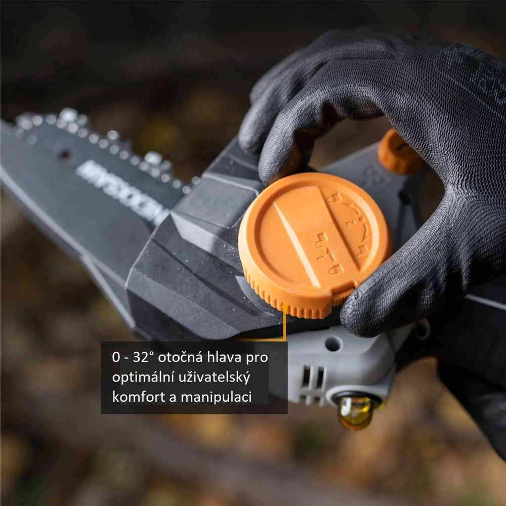 AKU elektrická řetězová pila, jednoruční AKU pilka na větve 18V Li-Ion, délka lišty 154mm, hloubka řezu 120mm, bez baterie a nabíječky, bateriová platforma MAXXPACK, NEXXSAW V3.1 BATAVIA