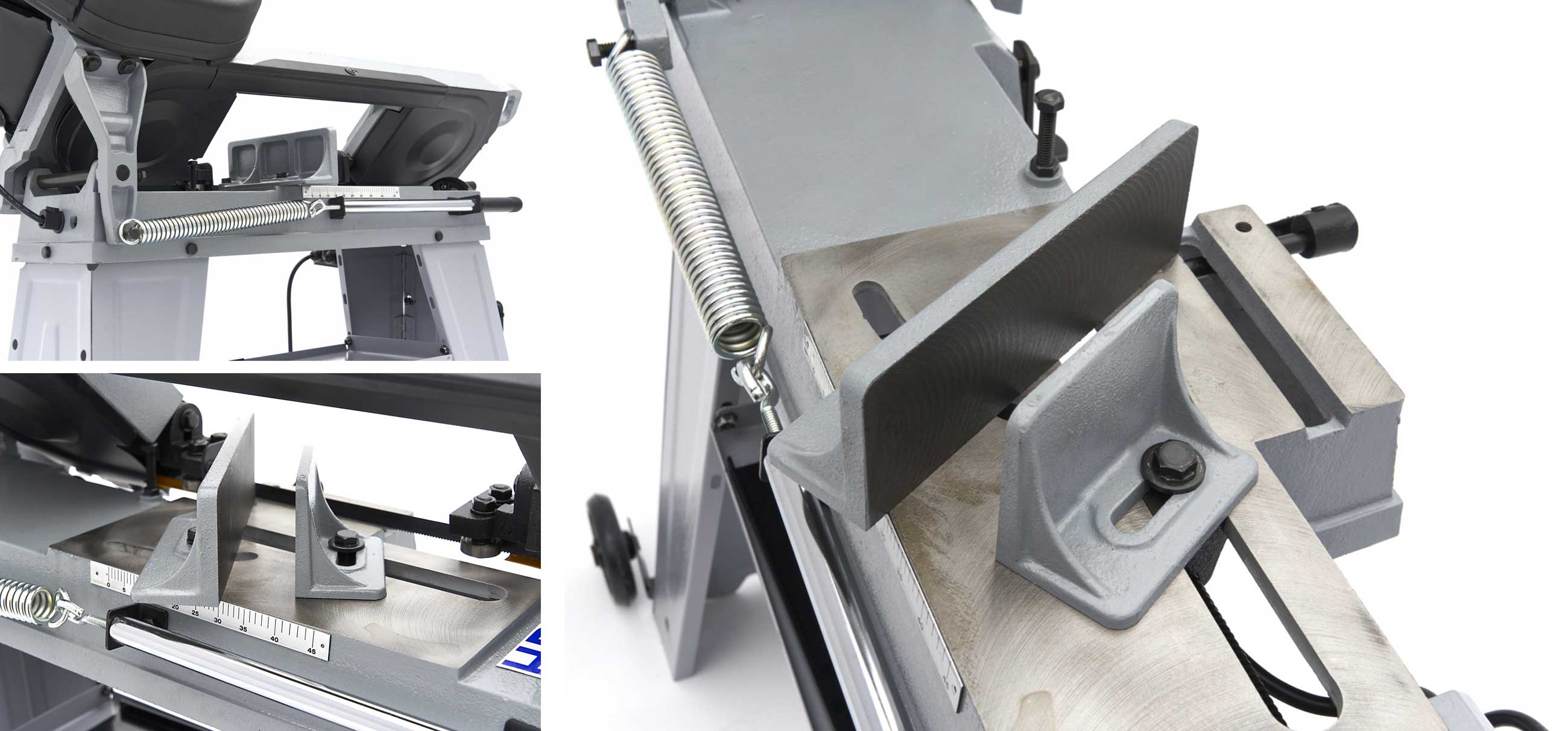 Univerzální pásová pila na kov 375 W s podstavcem, možnost vertikálního řezání, 55 kg