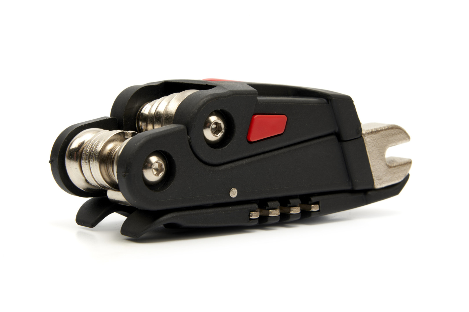 Skládací komplexní 19 dílné nářadí na kolo včetně nýtovačky, inbusů, klíčů atd., malý rozměr, 285 g