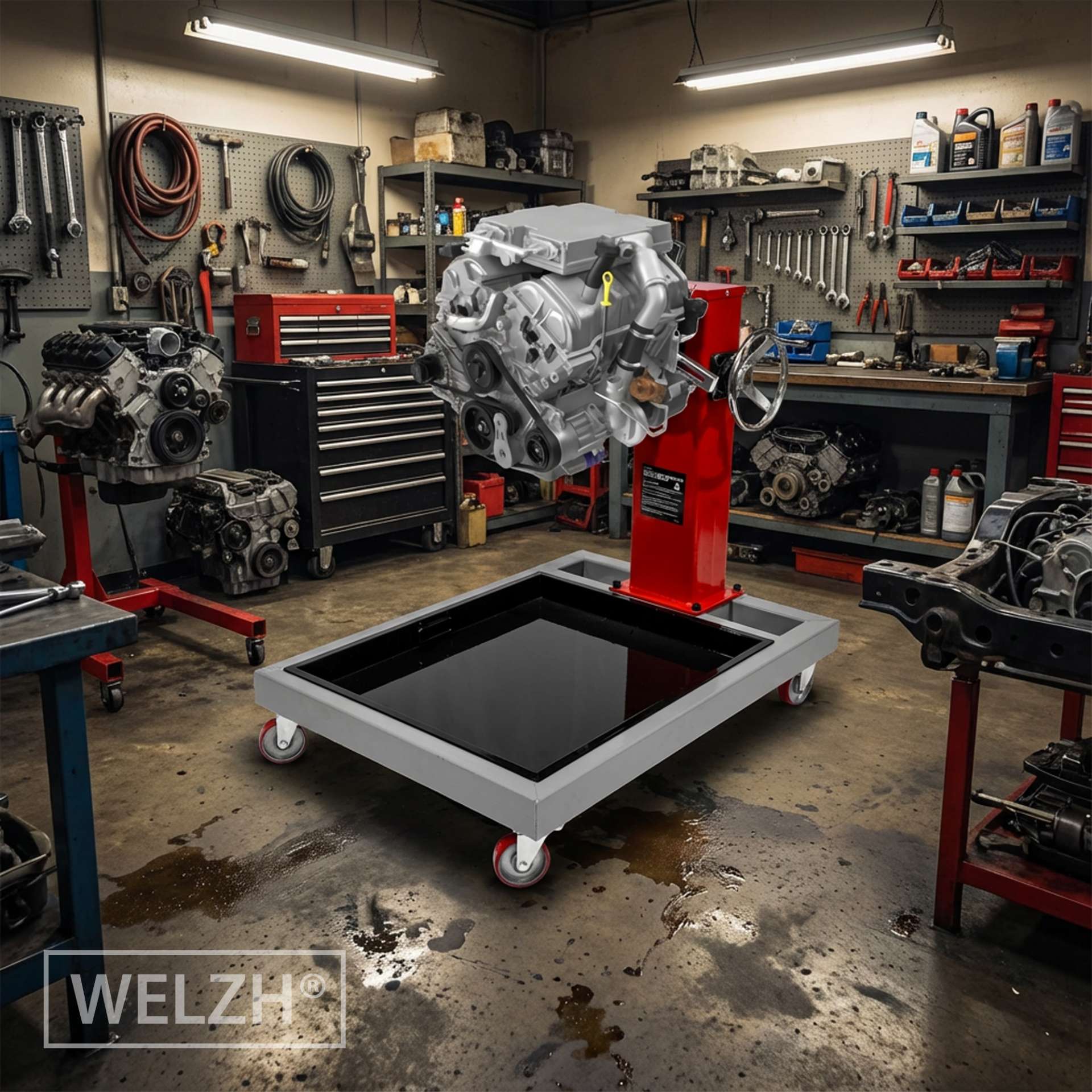 Robustní a odolný otočný stojan na motor, nosnost až 800 kg, Welzh