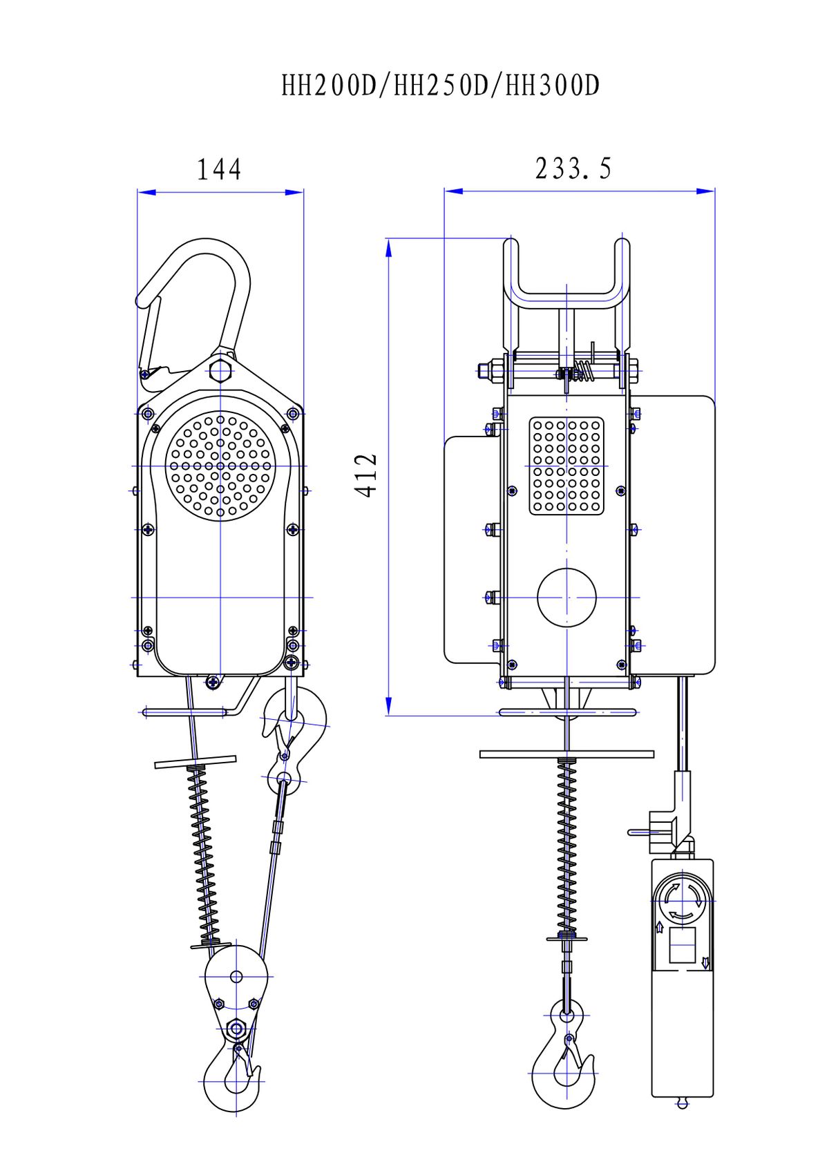 Profesionální elektrický kladkostroj 12 metrů, 300 kg
