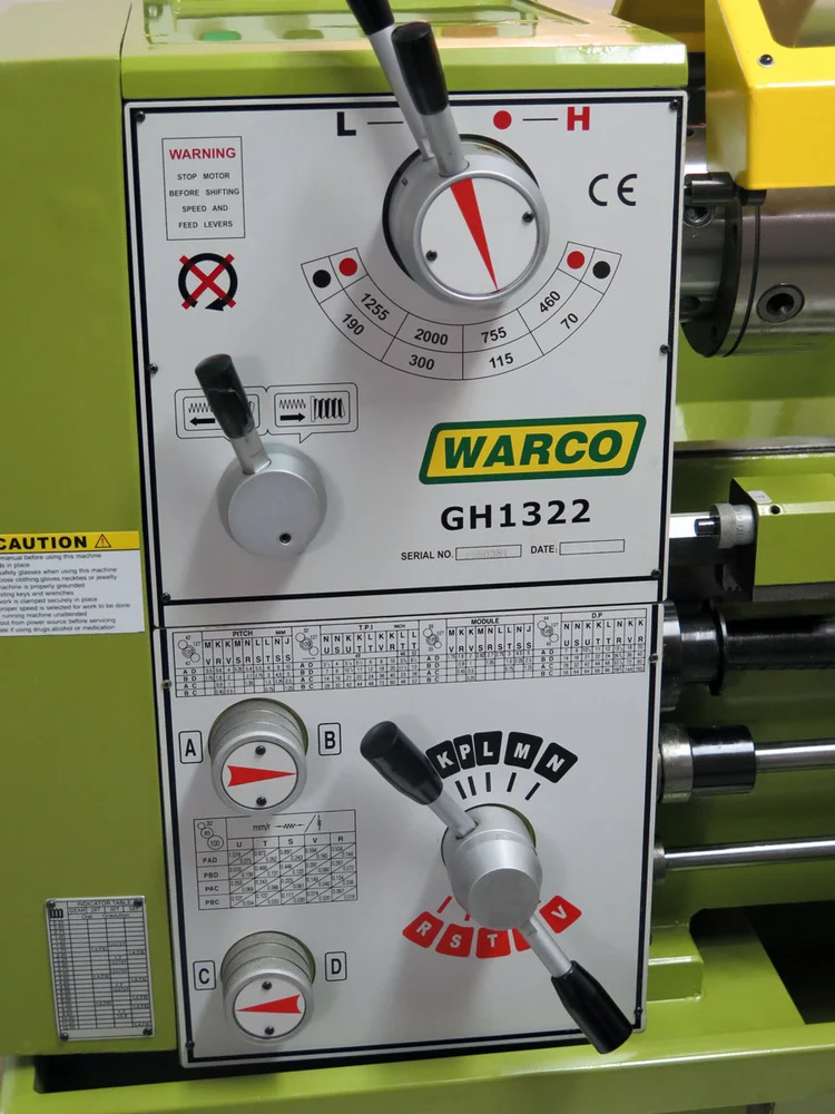 Warco GH1322 klasický hrotový soustruh na kov s převodovkou, 230V - 600 kg