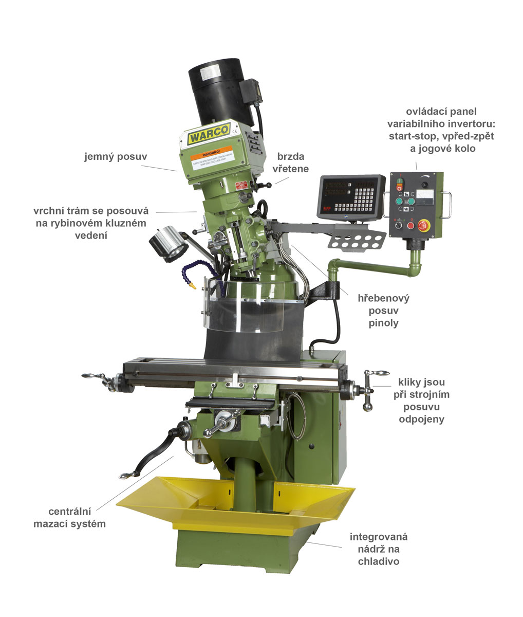 Warco WM 20, univerzální nástrojařská věžová frézka na kov - 750 kg