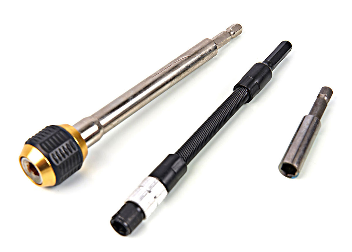 Univerzální vyvrtávací adaptér s flexi hadicí (bowdenem) pro vrtání s nástavci, sada 7 dílů