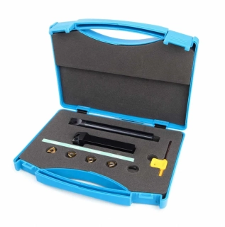 Profesionální soustružnická sada pro řezání vnějších a vnitřních závitů s VBD plátky, 16 mm, 9 dílů