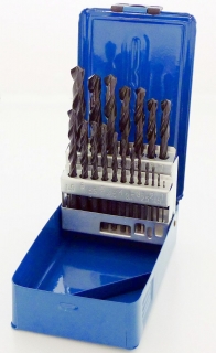 Vrtáky spirálové válcované HSS, 1,0 - 10,0 mm, sada 19 dílů, DIN 338, Triumf
