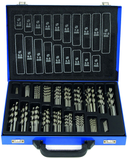 Vrtáky broušené, HSS, 1.0 - 10.0 mm, sada 170 dílů, Condor Werkzeug