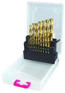 Vrtáky HSS-TiN, 1.0-10.0 mm, 19 dílů, broušené, Triumf