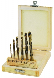 Vrtáky frézovací, HSS-TiN 3.0 - 8.0 mm, sada 6 dílů, Triumf