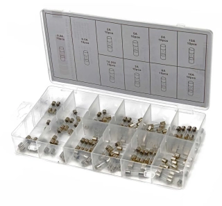 Sada skleněných pojistek 5 x 20 mm, rozsah 0.2 - 15 A, 100 ks
