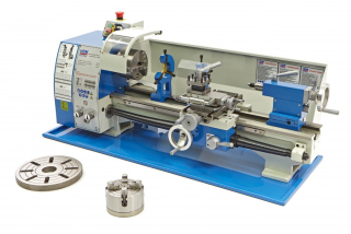 HBM 250B Norton, hrotový soustruh na kov, řemenový pohon, převodovka posuvů, plně vybavený, 1f, 750 W, 140 kg