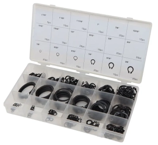 Sortiment pojistných kroužků "seger" vnitřní / vnější (ségrovky), sada 300 dílů, průměr 1/4" - 1-1 / 4 "