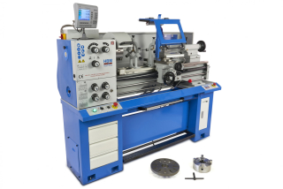 HBM 360 x 1000, profesionální hrotový soustruh na kov, vrtání osy vřetene 50 mm, 3 převodovky v oleji, 3-osé digitální odměřování s LCD, plně vybavený, motor 1.5 kW, 400 V, 650 kg