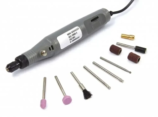 Malá ruční bruska - multinástroj pro gravírování a jemné práce, vario otáčky 0 - 18.000 ot/min, sada příslušenství