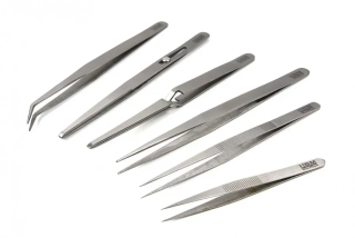 Nerezové pinzety, různé tvary, sada 6 ks