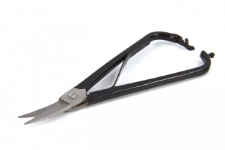 Precizní šperkařské nůžky na plech se zahnutými čepelemi, s pružinou a aretací, zahnuté 180 mm