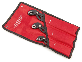 Kleště "sika" s aretační funkcí, tvrzené, 3 kusy v tašce, délky: 175, 250 a 300 mm