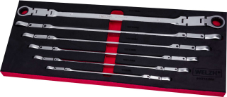 Klíče očkové ráčnové 8 - 19 mm, výkyvné, sada 6 dílů, Welzh