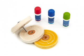 7-dílná leštící sada pro předleštění a doleštění, kotouče 100 mm, 3 leštící pasty