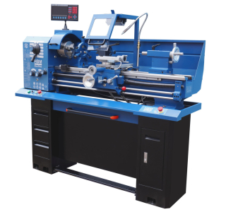 HBM 330 x 1000, klasický hrotový soustruh na kov s převodovkou, 3-osé digitální odměřování s LCD, motor 1.8 kW, 550 kg, 230 V