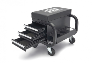 Profesionální dílenská pojízdná stolička se zásuvkami na nářadí