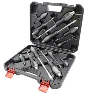 Šroubováky ploché a křížové se zadním šestihranem pro utažení, 12 dílů, šedé, Welzh