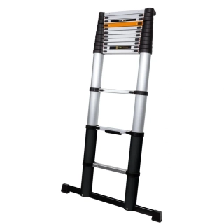 Hliníkový žebřík teleskopický, profesionální, kvalitní zpracování, délka žebříku 4,15 m, s indikátorem úhlu, max. pracovní výška 5,18 m, 14 příček, nosnost 150 kg, BATAVIA