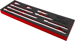 Gola prodloužení 1/2", kyvné prodlužovací tyče 38 mm - 450 mm, sada 8 dílů, Welzh