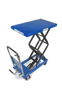 Manipulační vozík s hydraulickým stolem a vysokým zdvihem, nosnost až 350 kg, hmotnost 110 kg