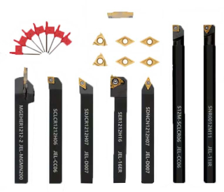 Soustružnické nože 12 mm s výměnnými plátky - sada 7 dílů pro vnější soustružení, vyvrtávání, závitování a upichování