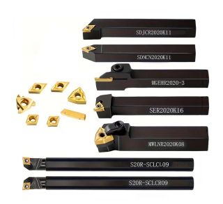 Soustružnické nože 20 mm s výměnnými plátky - sada 7 dílů pro vnější soustružení, vyvrtávání, závitování a upichování