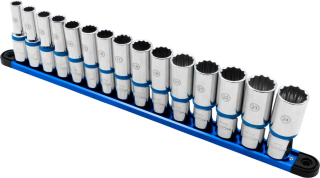 Nástrčné hlavice 1/2", 12 hran, prodloužené, 10 -24 mm, sada 15 dílů, Welzh