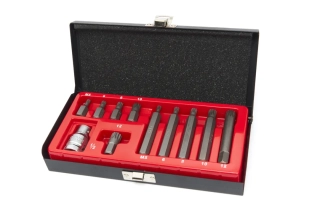 Sada XZN (spline) bitů dlouhých a krátkych  M5-M12 s gola adaptérem 1/2", 11 dílů, Cr-V