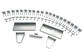 45dílná sada háčků poliček, držáků pro dírkovaný panel