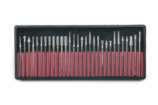 Diamantové frézy, sada různých tvarů 30 kusů diamantových fréz, 3 mm