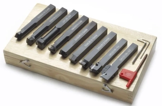 Soustružnické nože 12 mm s výměnnými plátky - sada 9 dílů, Warco