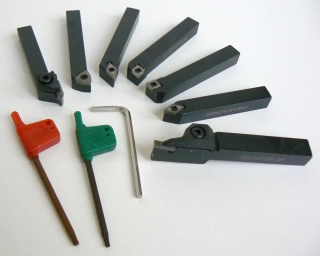 Soustružnické nože 10 mm s výměnnými plátky, sada 7 dílů, Warco