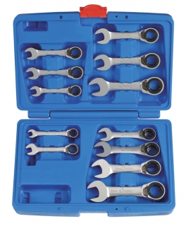 Klíče očkoploché ráčnové 8 - 19 mm, extra krátké, sada 12 dílů, Condor Werkzeug