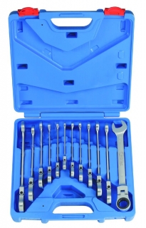 Klíče očkoploché ráčnové 8 - 19 mm, výkyvné, sada 12 dílů, Condor Werkzeug