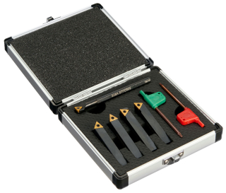 Soustružnické nože 10 mm s výměnnými plátky - sada 4 nožů a vyvrtávací tyč, Warco