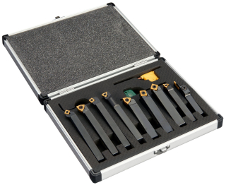 Soustružnické nože 10 mm s výměnnými plátky - sada 9 dílů, Warco