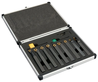 Soustružnické nože, vyvrtávací, závitovací, 12 mm s výměnnými plátky - sada 9 dílů, Warco